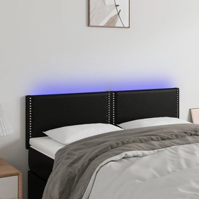 Κεφαλάρι Κρεβατιού LED Μαύρο 144x5x78/88 εκ. Συνθετ. Δέρμα - Μαύρο
