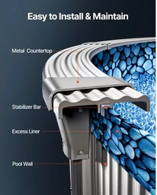 VEVOR Oval Pool Liner 15x30ft Overlap Style Pool Liner 54in Wall Height