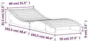 Ξαπλώστρα Λευκό 205x80x31,5 εκ. από Μασίφ Ξύλο Πεύκου - Λευκό