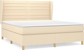 vidaXL Κρεβάτι Boxspring με Στρώμα Κρεμ 160x200 εκ. Υφασμάτινο