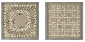 Artekko Mosaic Διακοσμητικός Πίνακας με Χαρτί Ξύλο Γυαλί Μπεζ (60x60x3)cm Σετ/2 Artekko 82898