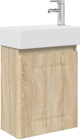 vidaXL Μονάδα μπάνιου με βρύση Sonoma Δρυς 45,5 x 22,5 x 84 εκ