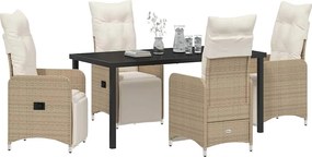 vidaXL Σέτ φαγητού για κήπο 5 pcs Μπεζ συνθετικό ρατάν