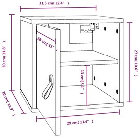 Ντουλάπι Τοίχου Καφέ Μελί 31,5x30x30 εκ. από Μασίφ Ξύλο Πεύκου - Καφέ