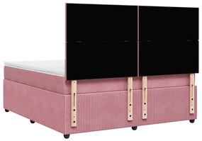 vidaXL Κρεβάτι Boxspring με Στρώμα Ροζ 180x200 εκ. Βελούδινο