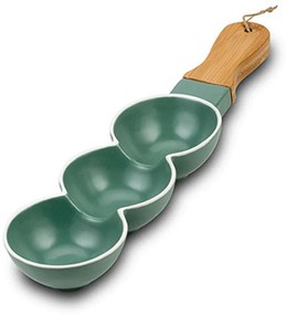 Ορντερβιέρα 3 Θέσεων Terrestrial 10-263-123 41x10x5cm Green-Natural Nava Πορσελάνη,Bamboo