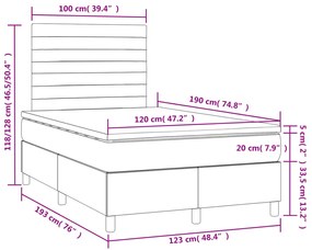 ΚΡΕΒΑΤΙ BOXSPRING ΜΕ ΣΤΡΩΜΑ &amp; LED ΑΝ.ΓΚΡΙ 120X190ΕΚ. ΒΕΛΟΥΔΙΝΟ 3270317