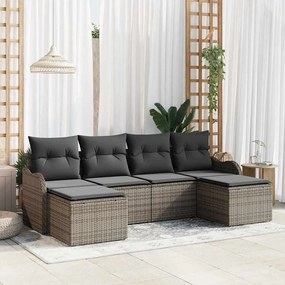 vidaXL Σετ Καναπέ Κήπου με μαξιλάρι 6 pcs Γκρι Πολυ ράταν
