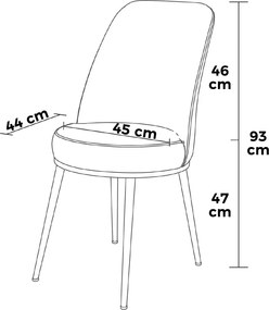 Καρέκλα 6τμχ Κρέμ / Χρυσό PEFA 45x42x91