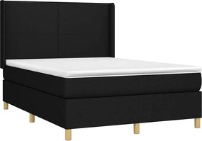 vidaXL Κρεβάτι Boxspring με Στρώμα &amp; LED Μαύρο 140x190 εκ. Υφασμάτινο