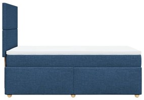 vidaXL Κρεβάτι Boxspring με Στρώμα Μπλε 90x190 εκ.Υφασμάτινο