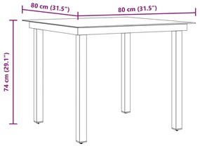 Τραπέζι Κήπου Μαύρο 80 x 80 x 74 εκ. από Αλουμίνιο / Γυαλί - Μαύρο