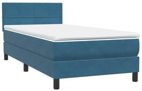 vidaXL Box Spring κρεβάτι με στρώμα σκούρο μπλε 80x210 εκ. Βελούδινο