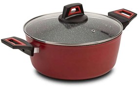 Κατσαρόλα Βαθιά Αντικολλητική Taurus 10-144-070 20cm Red-Black Nava 20cm Aluminium