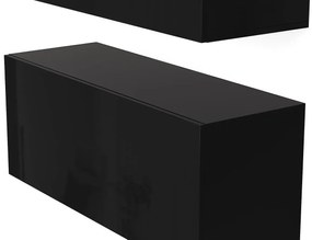 Σετ επίπλων Springfield 271, Γυαλιστερό μαύρο, Μαύρο, Ξεχωριστά μέρη, Με τραπέζι τηλεόρασης, 240x41cm | Epipla1.gr