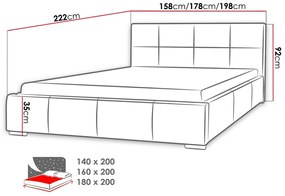 Κρεβάτι Baltimore 122, Διπλό, Άσπρο, 180x200, Οικολογικό δέρμα, Τάβλες για Κρεβάτι, 198x222x92cm, 133 kg | Epipla1.gr