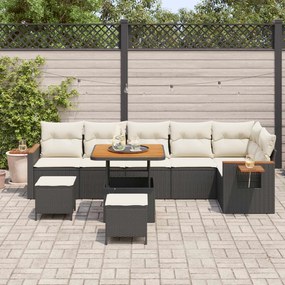 vidaXL Σετ Καναπέ Κήπου 9 pcs Μαύρο συνθετικό ρατάν