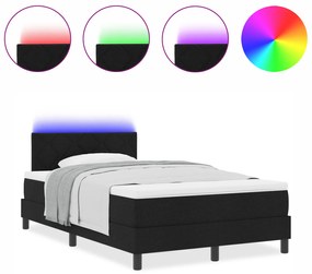 vidaXL Κρεβάτι με Στρώμα & Φωτισμό LED Μαύρο 120x200 cm Ύφασμα