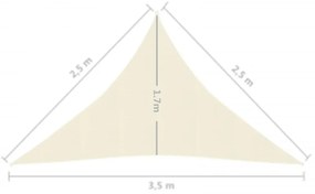 vidaXL Πανί Σκίασης Κρεμ 2,5 x 2,5 x 3,5 μ. από HDPE 160 γρ/μ²