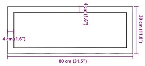 Ράφι Τοίχου Σκούρο Καφέ 80x30x(2-4) εκ. Επεξ. Μασίφ Ξύλο Δρυός - Καφέ