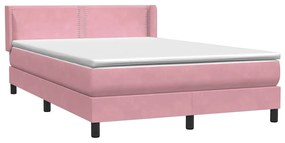 Κρεβάτι Boxspring με Στρώμα Ροζ 160x210 εκ. Βελούδινο - Ροζ