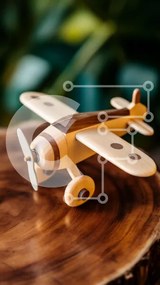 Intra Συλλεκτικό Ξύλινο Παζλ Plywood 4mm - Ξύλινο παιχνίδι αεροπλάνο σε ξύλινη επιφάνεια Σε Ξύλινο Κουτί - Διαστάσεις: 10x10 cm – 25 κομμάτια