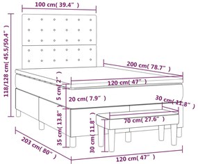 Κρεβάτι Boxspring με Στρώμα Μαύρο 120 x 200 εκ. Συνθετικό Δέρμα - Μαύρο