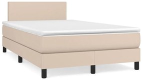 Κρεβάτι Boxspring Στρώμα&amp;LED Καπουτσίνο 120x190 εκ. Συνθ. Δέρμα - Καφέ