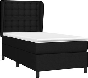 vidaXL Κρεβάτι Boxspring με Στρώμα Μαύρο 90x200 εκ. Υφασμάτινο