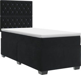 vidaXL Κρεβάτι box spring με στρώμα Μαύρο 100 x 200 cm Βελούδο