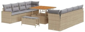 vidaXL Σετ Καναπέ Κήπου 11 pcs μπεζ και ανοιχτό γκρι 100 x 100 x 71 cm