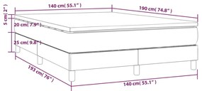 Κρεβάτι Boxspring με Στρώμα Σκούρο Καφέ 140x190 εκ. Υφασμάτινο 3144072