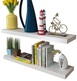 Ράφια Τοίχου για Βιβλία/DVD 2 Τεμάχια Άσπρα από MDF