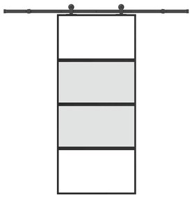 vidaXL Συρόμενη πόρτα με σετ υλικού 90x205 cm από γυαλί&Αλουμίνιο