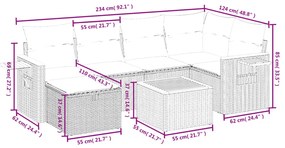 vidaXL Σετ Καναπέ Κήπου 7 τεμ. Μικτό Μπεζ Συνθετικό Ρατάν & Μαξιλάρια