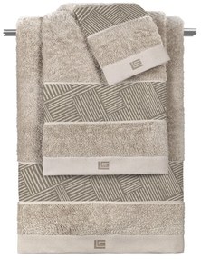 Πετσέτες Stencil (Σετ 3τμχ) Mocca-Natural Guy Laroche Σετ Πετσέτες 70x140cm 100% Βαμβάκι