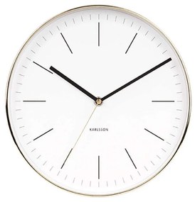 Ρολόι Τοιχού Minimal KA5695WH Φ27,5cm Μεταλλικό White-Gold Karlsson Μέταλλο