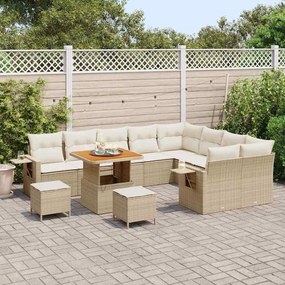 vidaXL Σετ Καναπέ Κήπου 12 pcs Μπεζ συνθετικό ρατάν