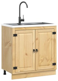 vidaXL Ντουλαπιού με πόρτα Μέλι 80 x 46 x 81,5 εκ Στερεά ξυλεία πεύκου