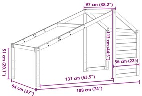 Οροφή Κρεβατιού Παιδική Λευκό 188x97x113 εκ. Μασίφ Ξύλο Πεύκου - Λευκό