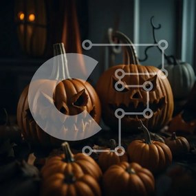 Intra Συλλεκτικό Ξύλινο Παζλ Plywood 4mm - Απόκοσμες κολοκύθες αποκριών με λαμπερά μάτια Σε Ξύλινο Κουτί - Διαστάσεις: 10x10 cm – 25 κομμάτια