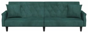 vidaXL Καναπές Κρεβάτι με Μπράτσα Σκούρο Πράσινο Βελούδινος