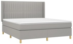 vidaXL Κρεβάτι Boxspring με Στρώμα &amp; LED Αν.Γκρι 160x200εκ. Υφασμάτινο