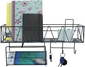 Μεταλλικο Ράφι Τοίχου 40.5x12x23cm Άσπρο ή Μαύρο - Μαύρο