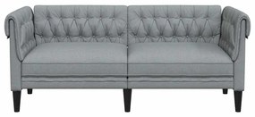 vidaXL Καναπές Διθέσιος Chesterfield Ανοιχτό Γκρι Υφασμάτινος