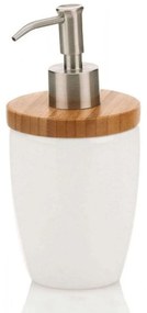 Δοχείο Κρεμοσάπουνου Natura 18596 Φ8x17,5cm/350ml White-Natural Kela Bamboo,Κεραμικό