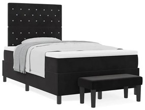 vidaXL Κρεβάτι με ελατήρια με στρώμα Μαύρο 120 x 190 cm Βελούδο