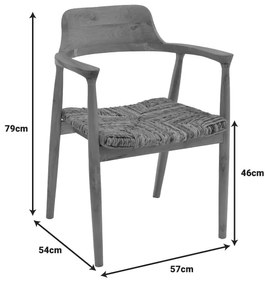 Πολυθρόνα Denverone pakoworld φυσικό teak ξύλο-banana σχοινί 57x54x79εκ (1 τεμάχια)