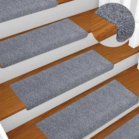 vidaXL Πατάκια Σκάλας 5 τεμ. Ανοιχτό Γκρι 65x21x4 εκ. Βελονιασμένα