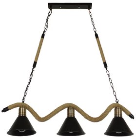01189 GloboStar® GLOBOSTAR® TYMEN 01189 Vintage Κρεμαστό Φωτιστικό Οροφής με Ντουί 3 x E27 AC 220-240V IP20 - Μαύρο &amp; Μπεζ - Μ85 x Π18.5 x Υ20cm